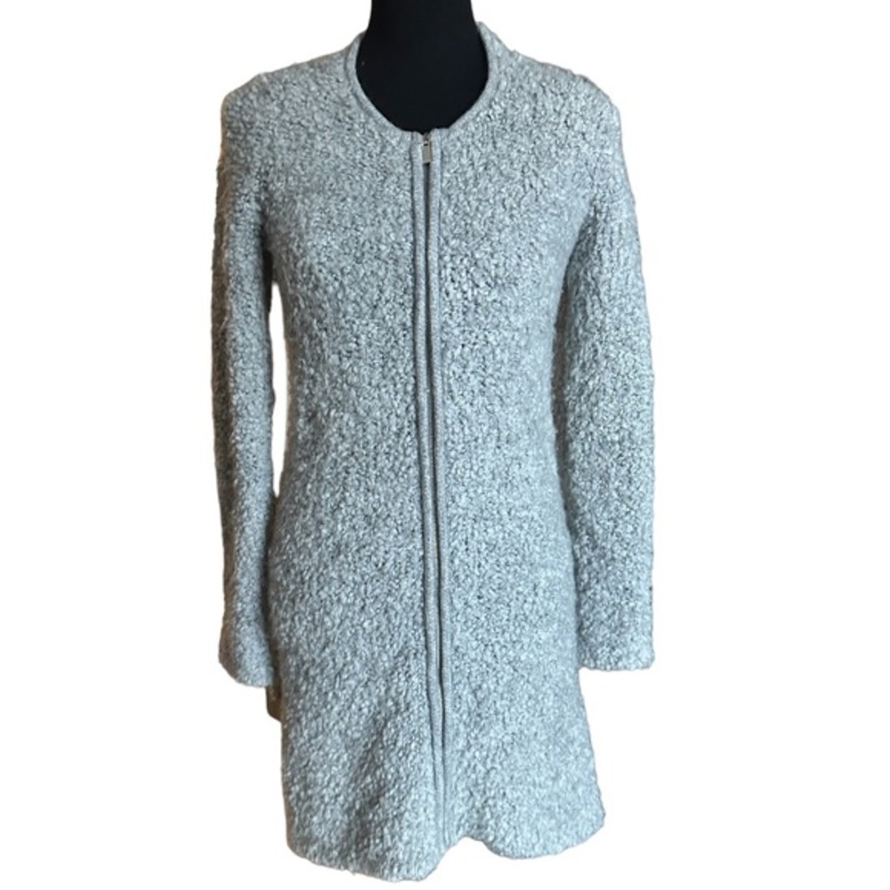Silvia Novelli Wool Blend Gray Zip Up Cardigan Made In Italy